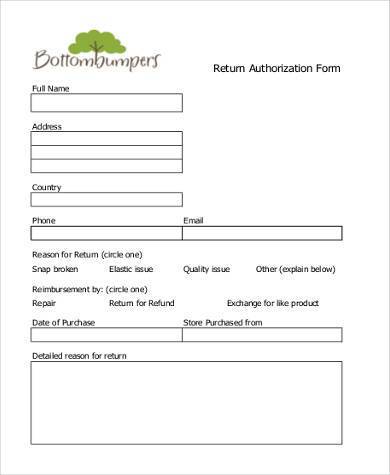 sample authorization form printable templates mandegar info return authorization form
