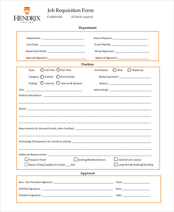 Job Requisition Form Template Word