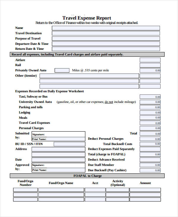 FREE 28 Printable Expense Report Forms In PDF MS Word Excel