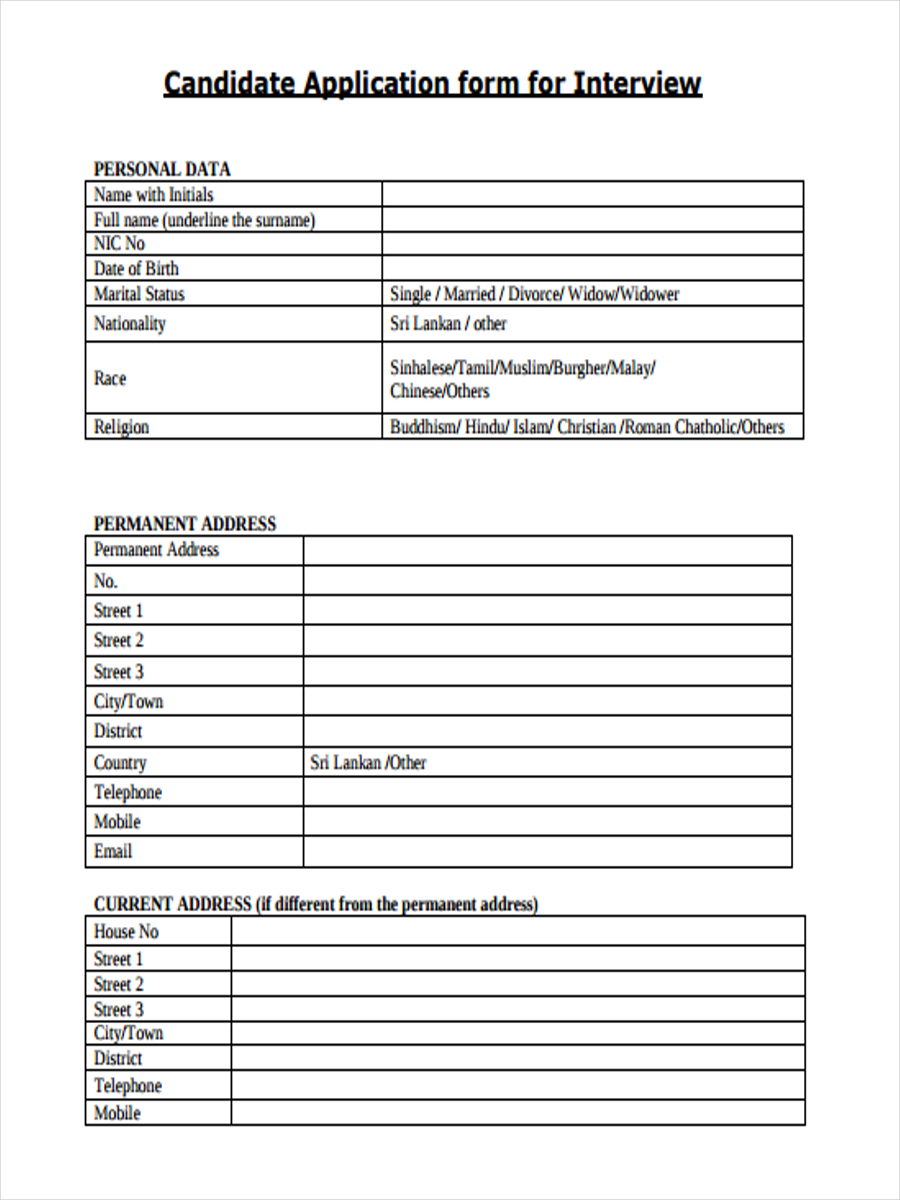 Interview Form Template
