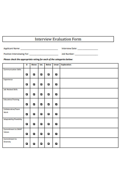 FREE 14 Interview Evaluation Forms In MS Word PDF Excel