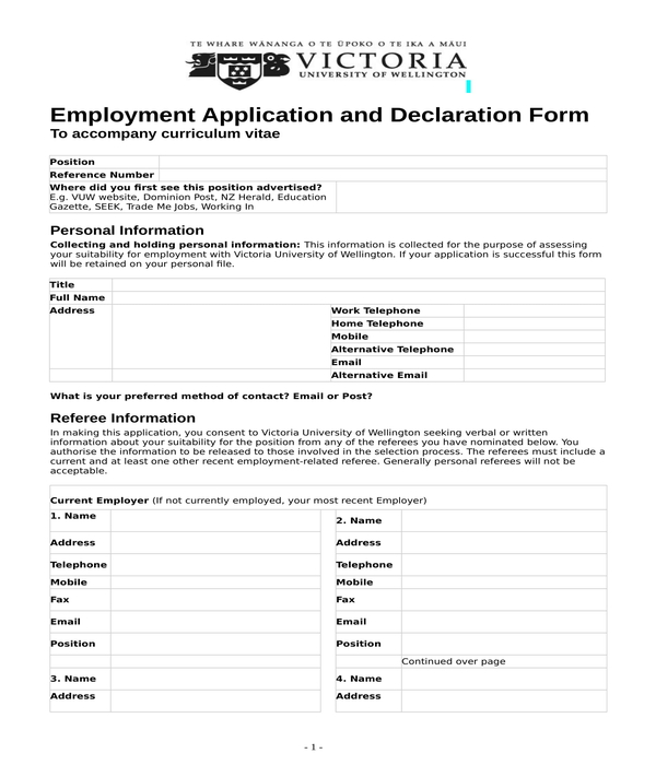Free Employment Application Forms In Pdf Ms Word Excel 2592 Hot Sex Picture 9525