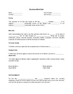 Bill of Sale (Purchase Agreement)