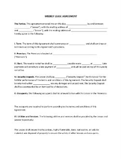 Weekly Lease Agreement
