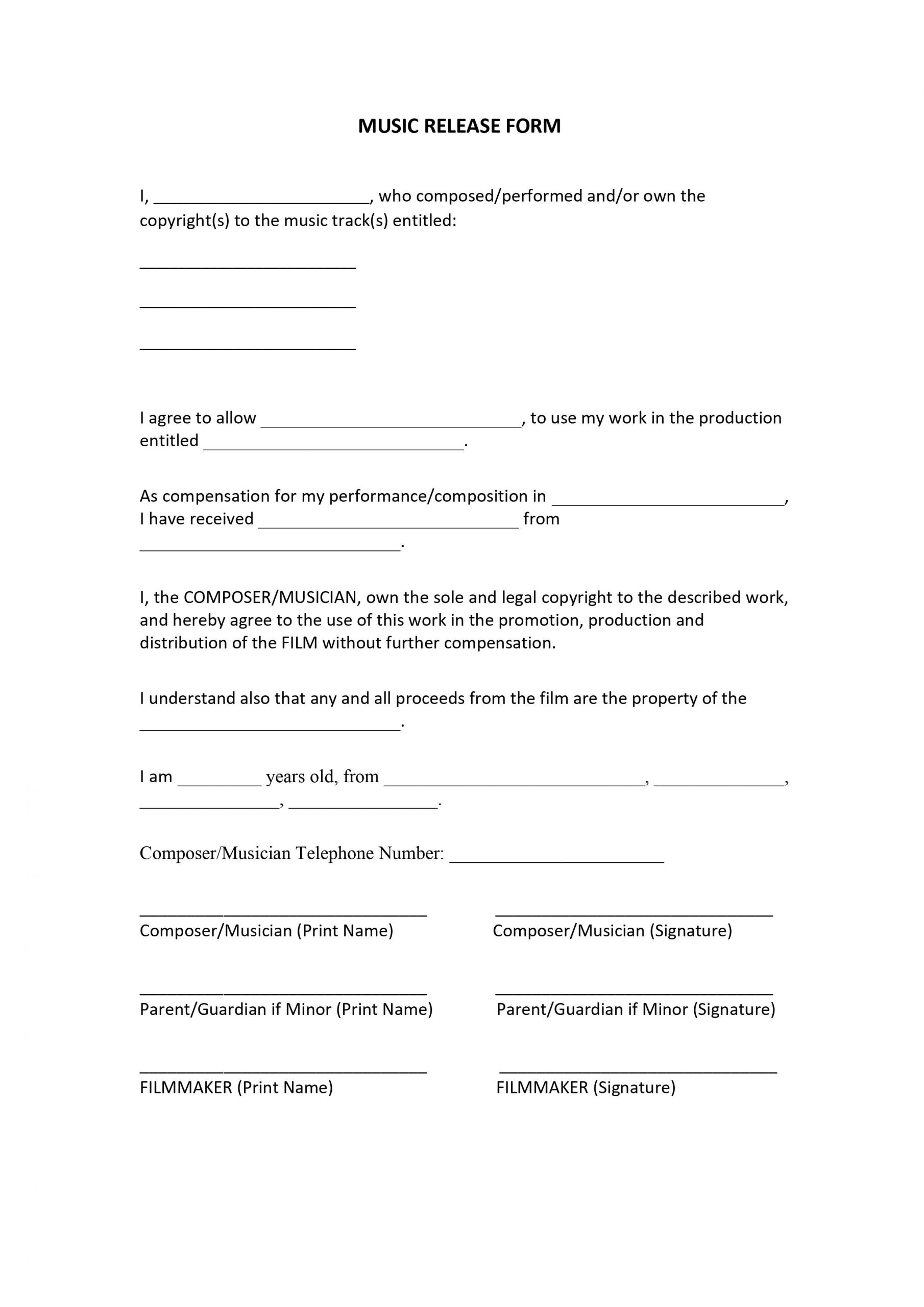 Music Release Form