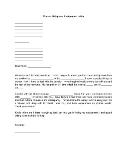 Church (Religious) Resignation Letter