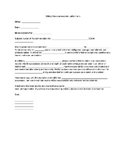 Military Recommendation Letter