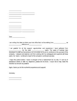 Retirement Resignation Letter Form
