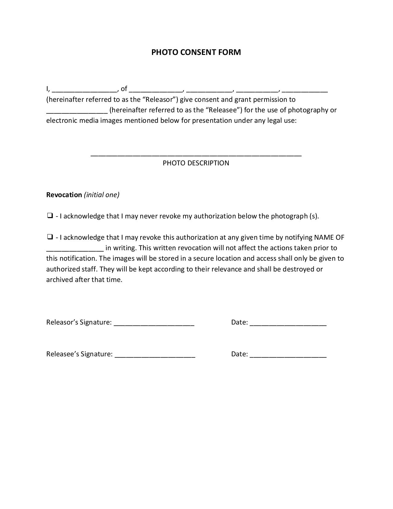 FREE Consent Form Forms Sampleforms