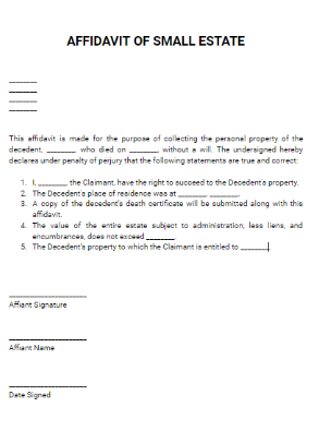 Small estate affidavit illinois template