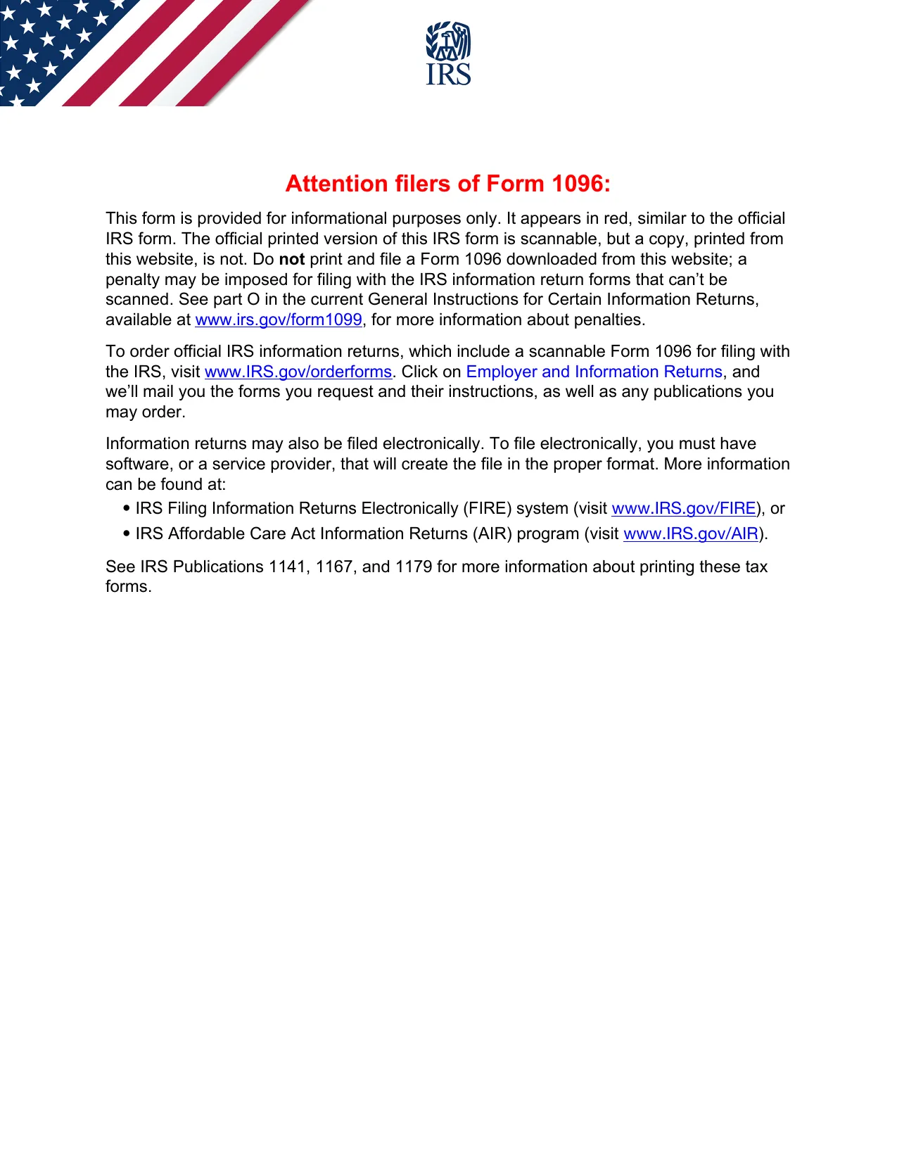 1096 Form Printable 2025 - Fill, Sign Online, Download & Print - No Signup