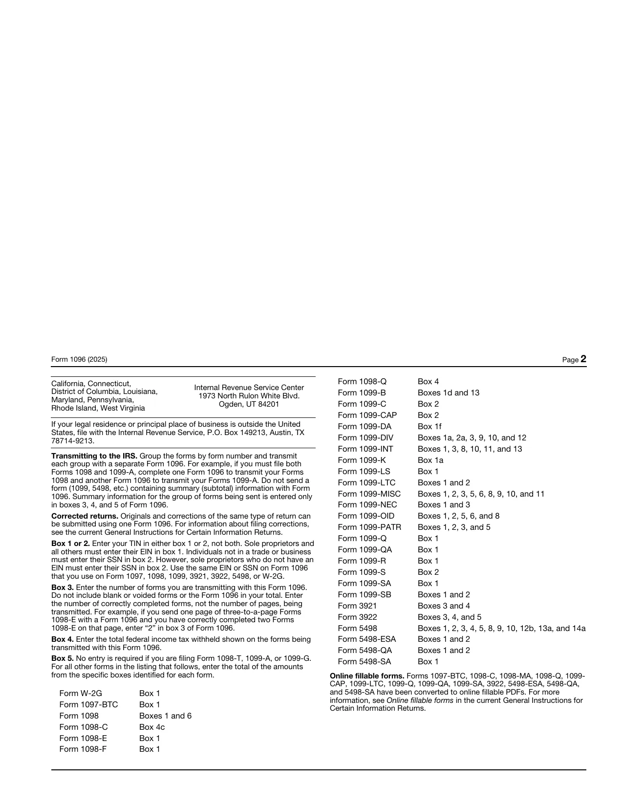 1096 Form Printable 2025 - Fill, Sign Online, Download & Print - No Signup