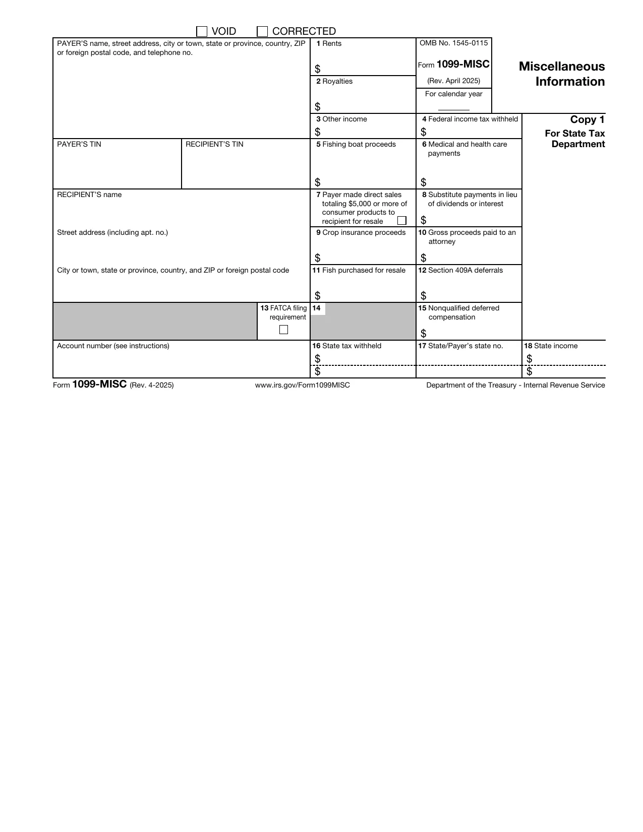 1099 Form-MISC, Fill and Download for FREE