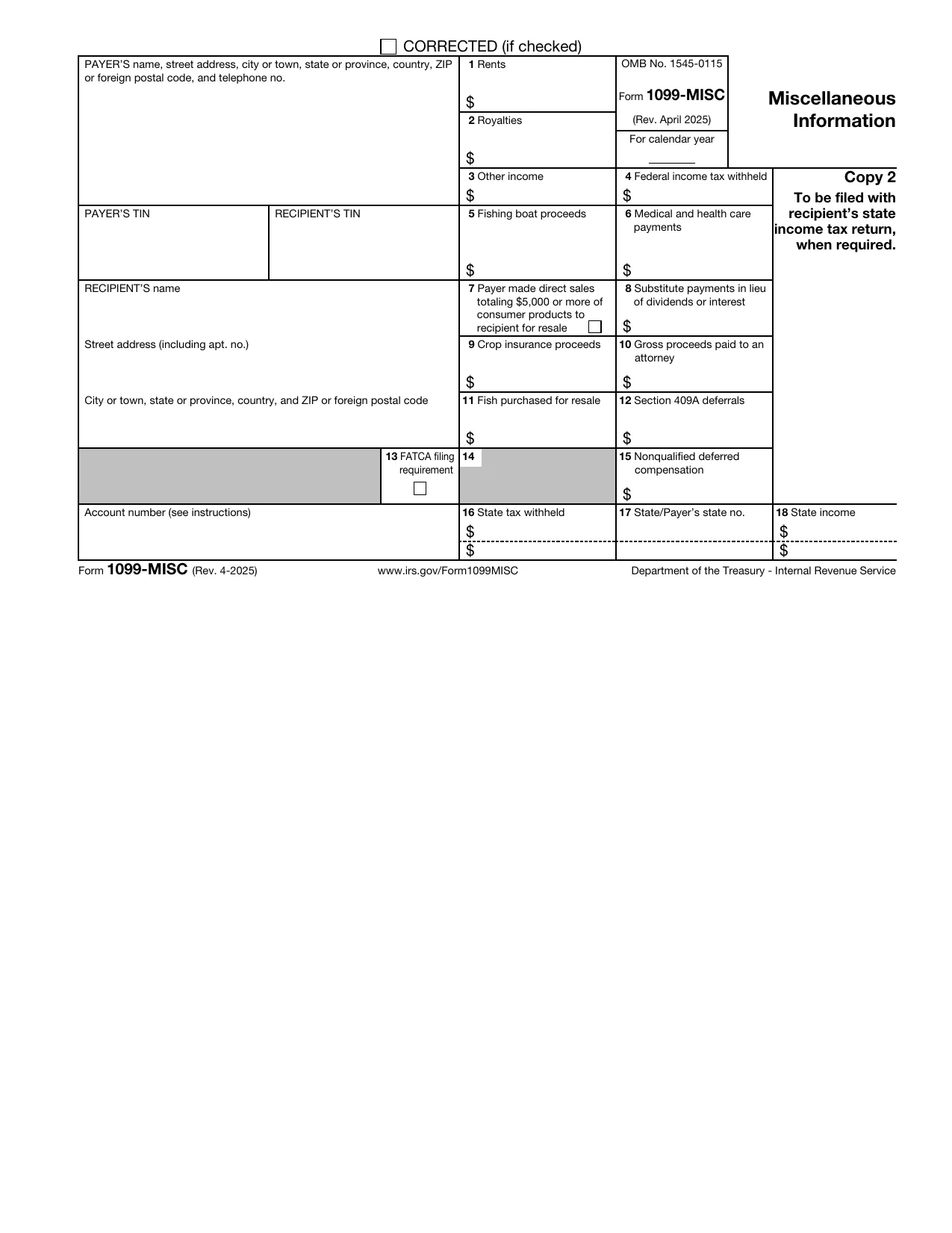 1099 Form-MISC, Fill and Download for FREE