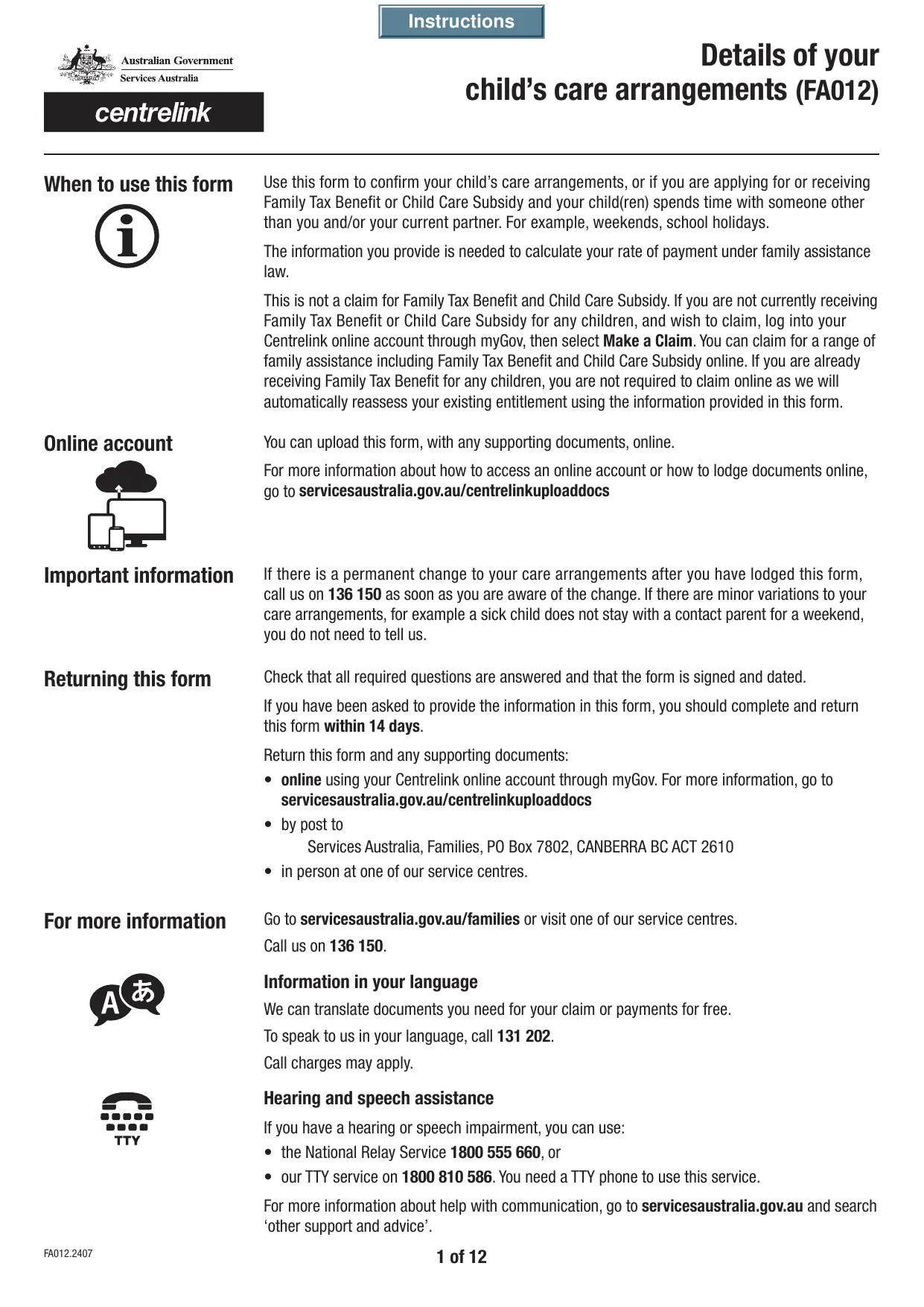 AU FA012 Form - Fill, Download & Print