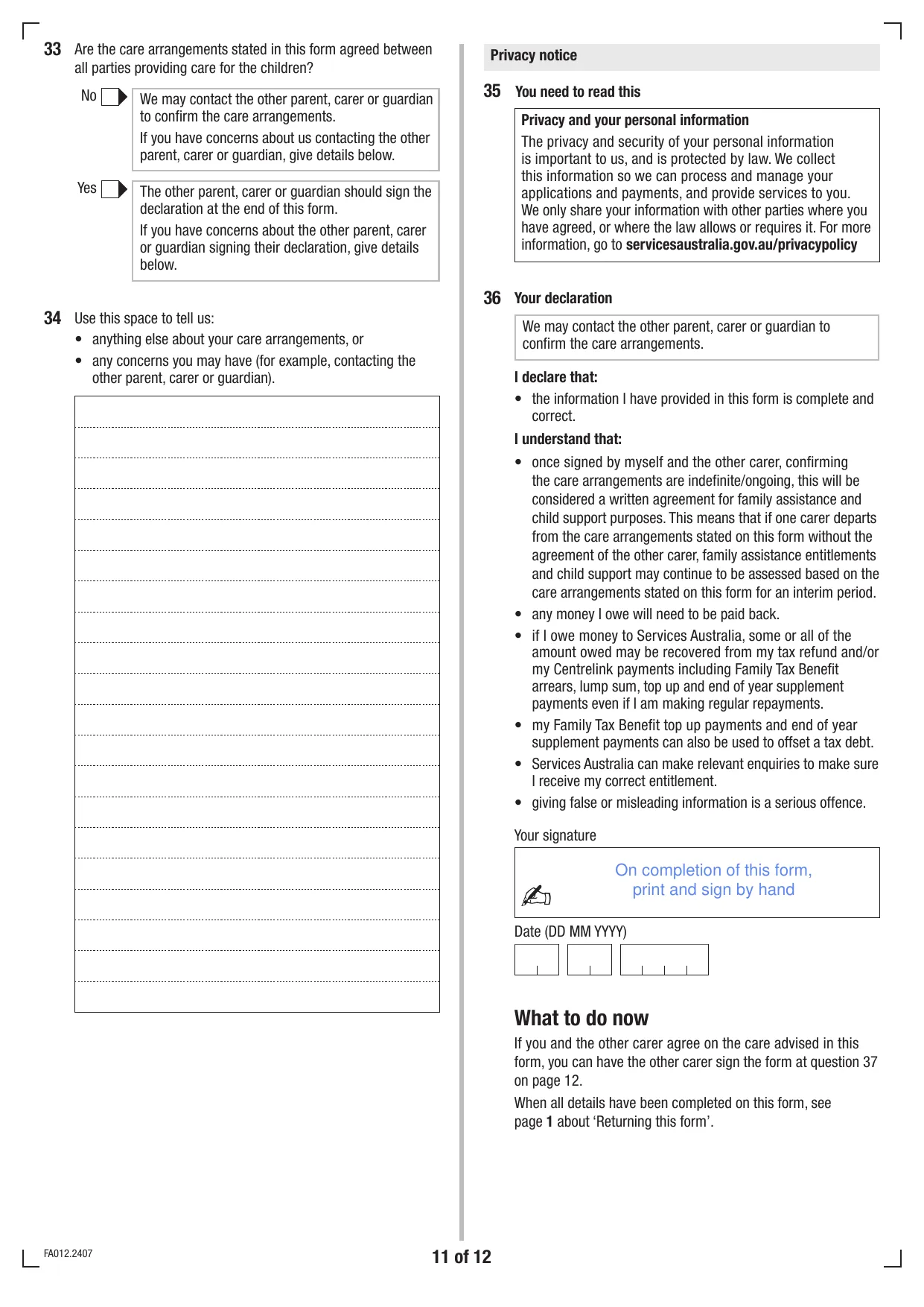 AU FA012 Form - Fill, Download & Print