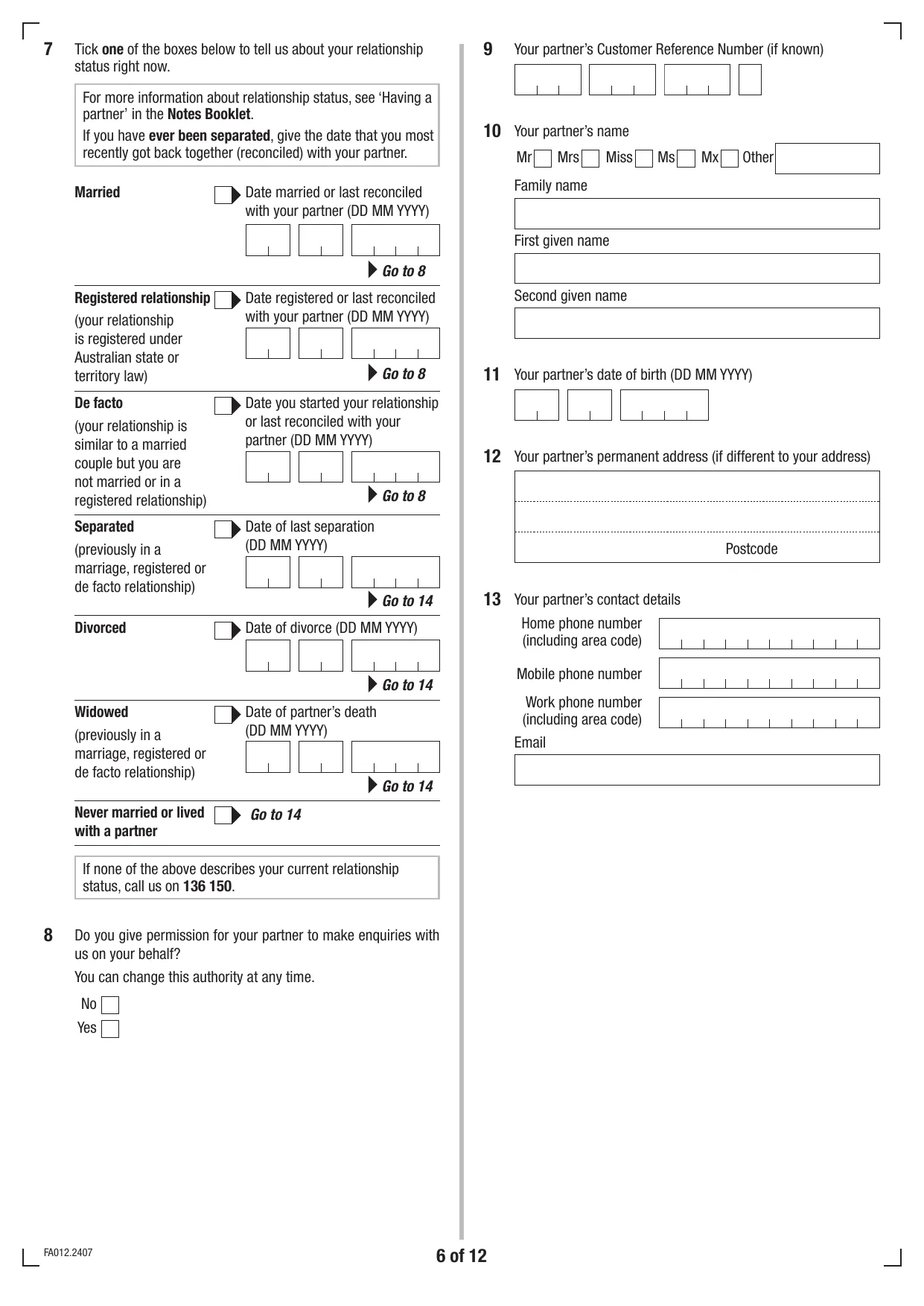 AU FA012 Form - Fill, Download & Print