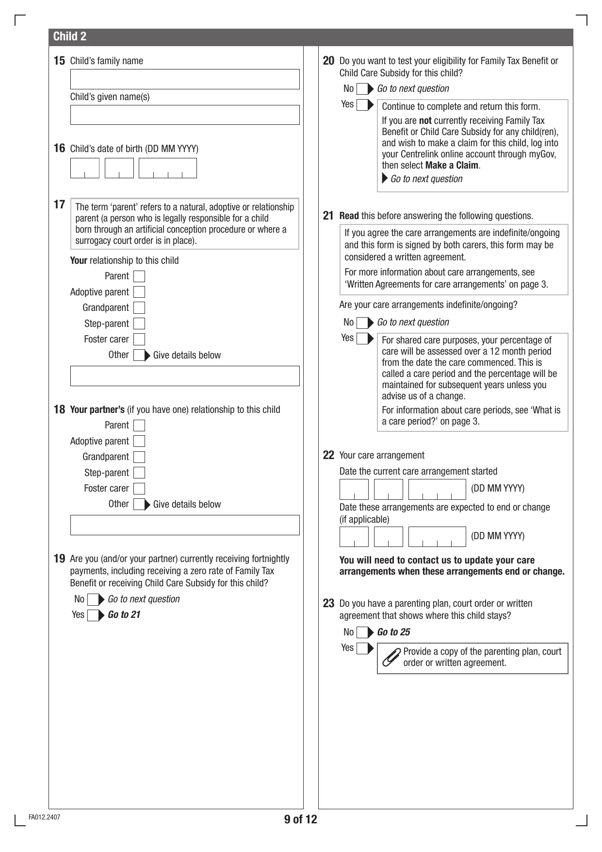 AU FA012 Form - Fill, Download & Print