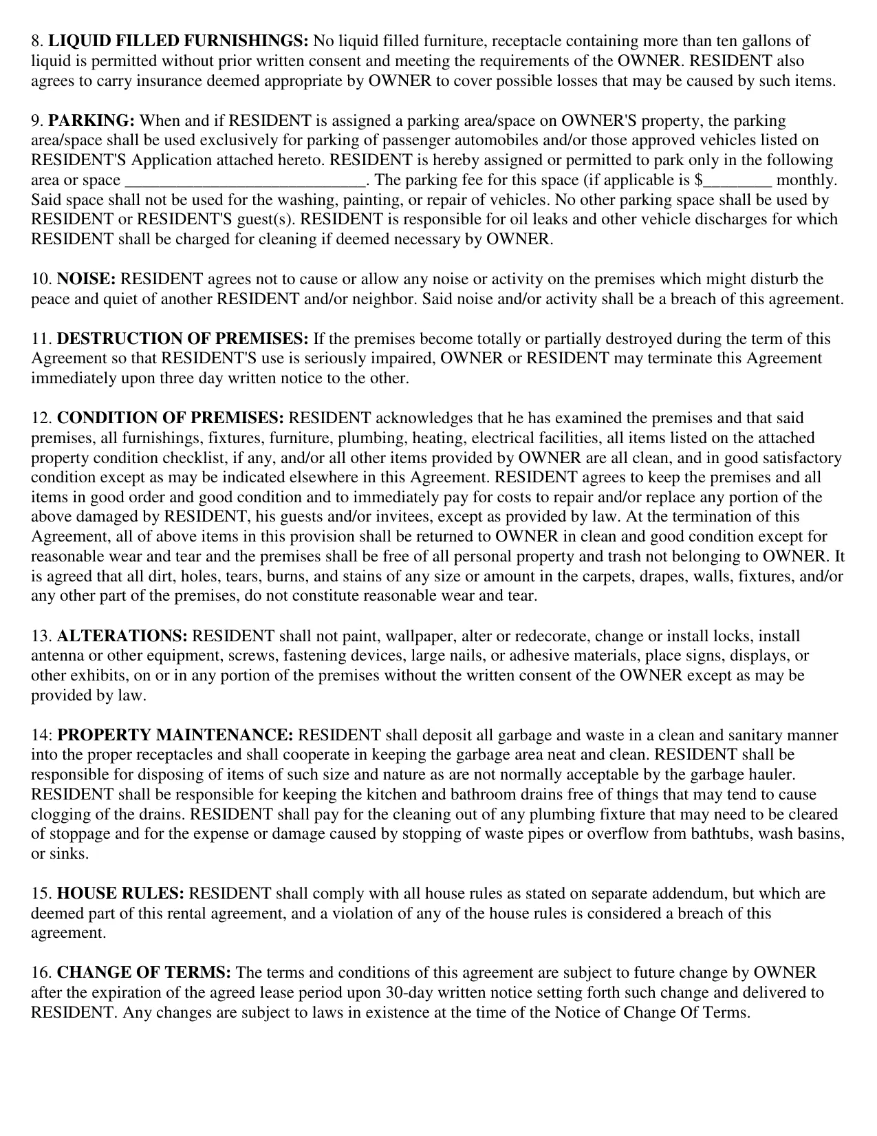 Basic Rental Agreement or Residential Lease - Fill, Download & Print