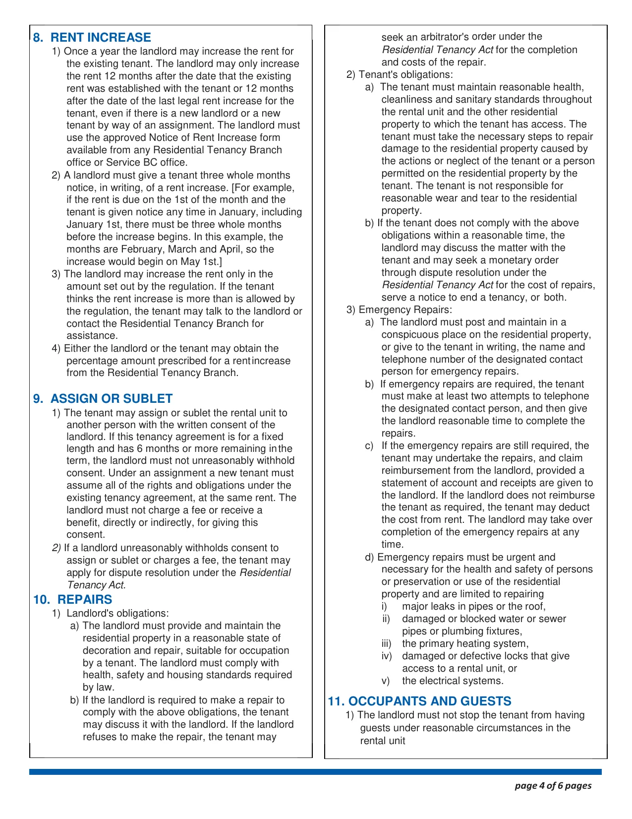 BC Tenancy Agreement - Fill, Download & Print