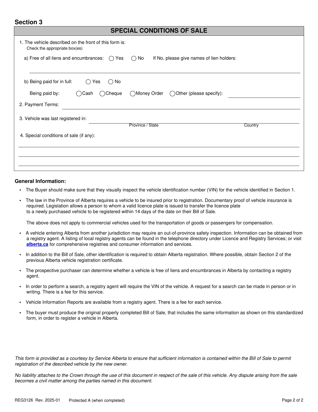 Bill of Sale Form Alberta 2025 - Fill, Download & Print