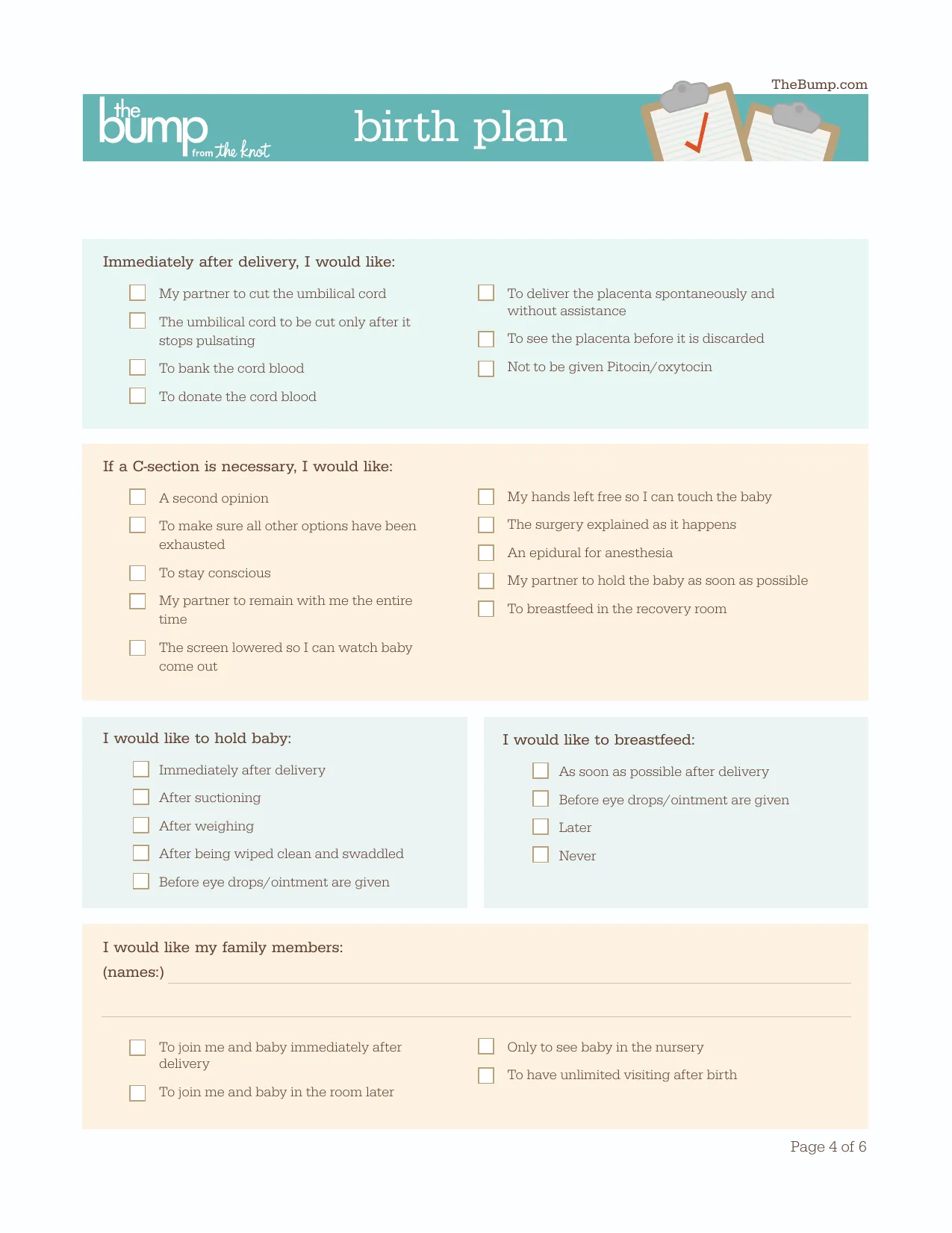 Birth Plan Template - Fill, Download & Print