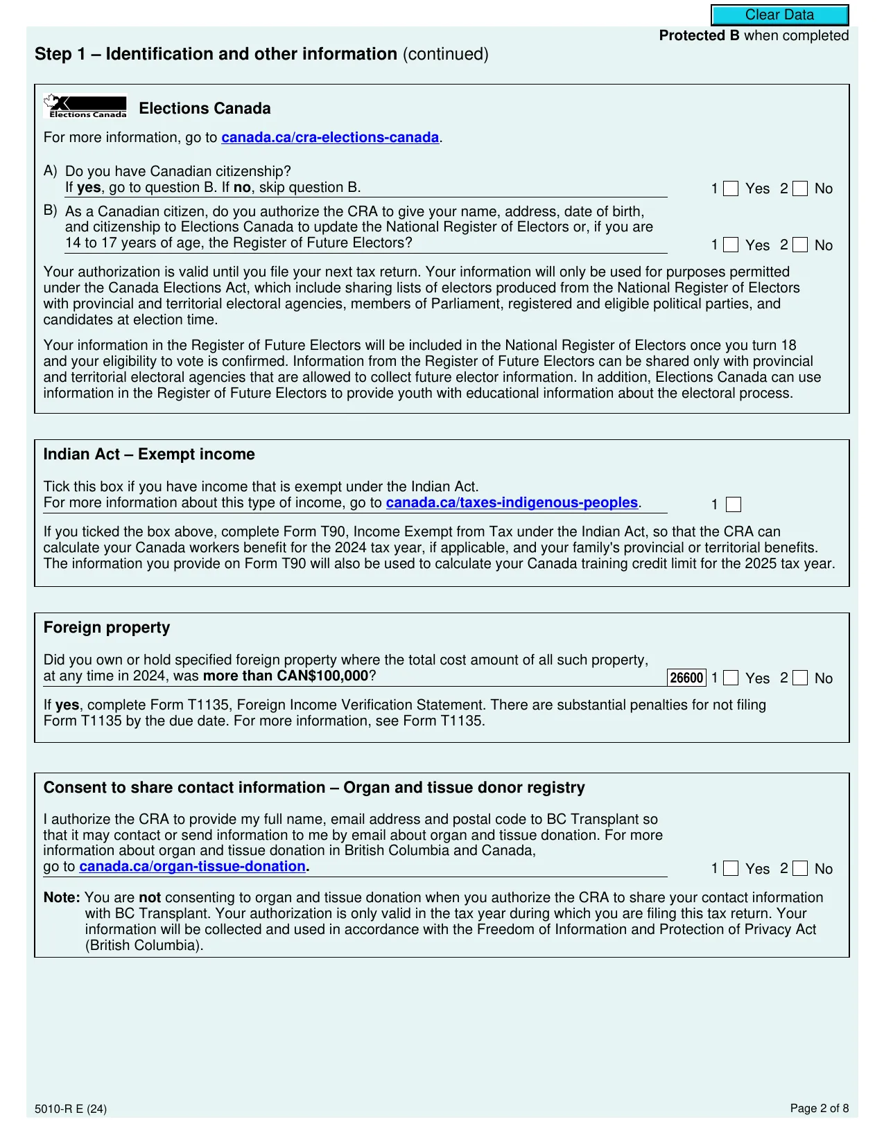 CRA T1 Form 2024 - Fill, Sign Online, Download & Print - No Signup