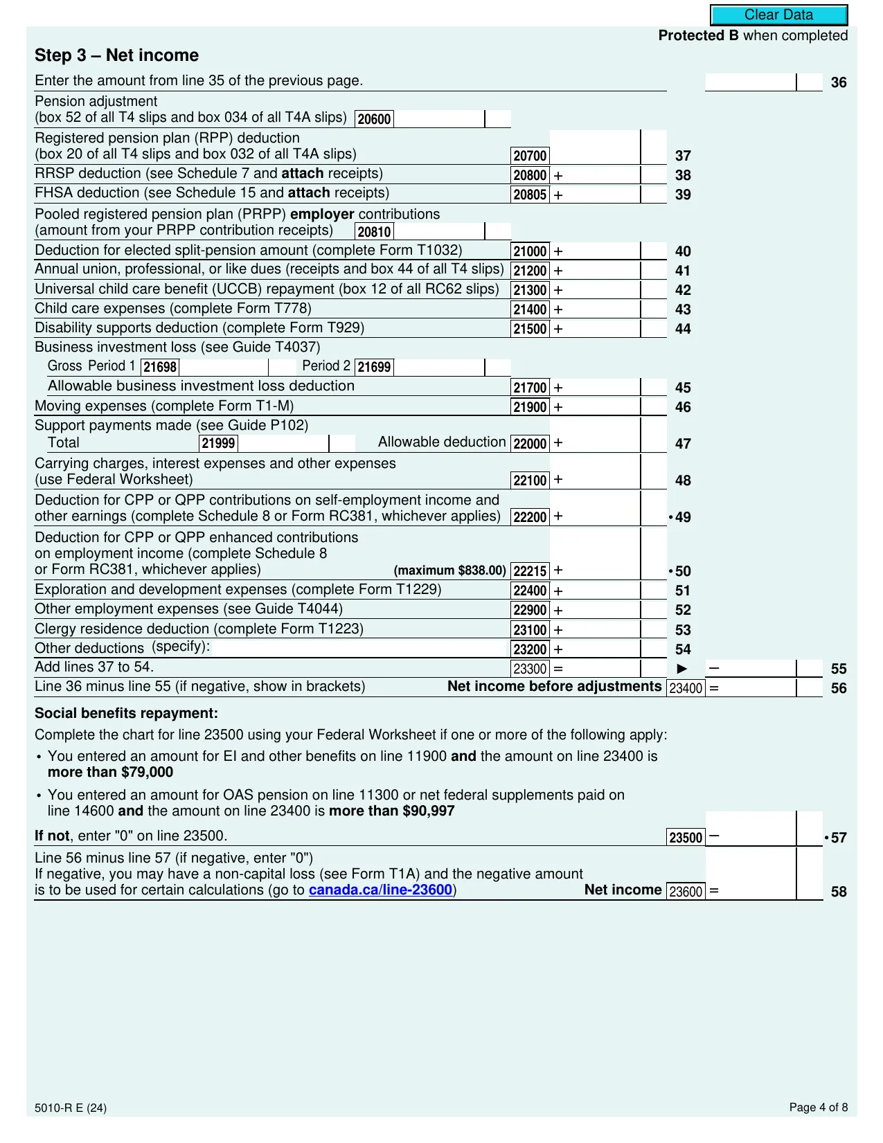 CRA T1 Form 2024 - Fill, Sign Online, Download & Print - No Signup