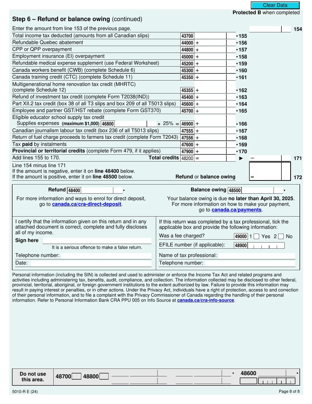 CRA T1 Form 2024 - Fill, Sign Online, Download & Print - No Signup