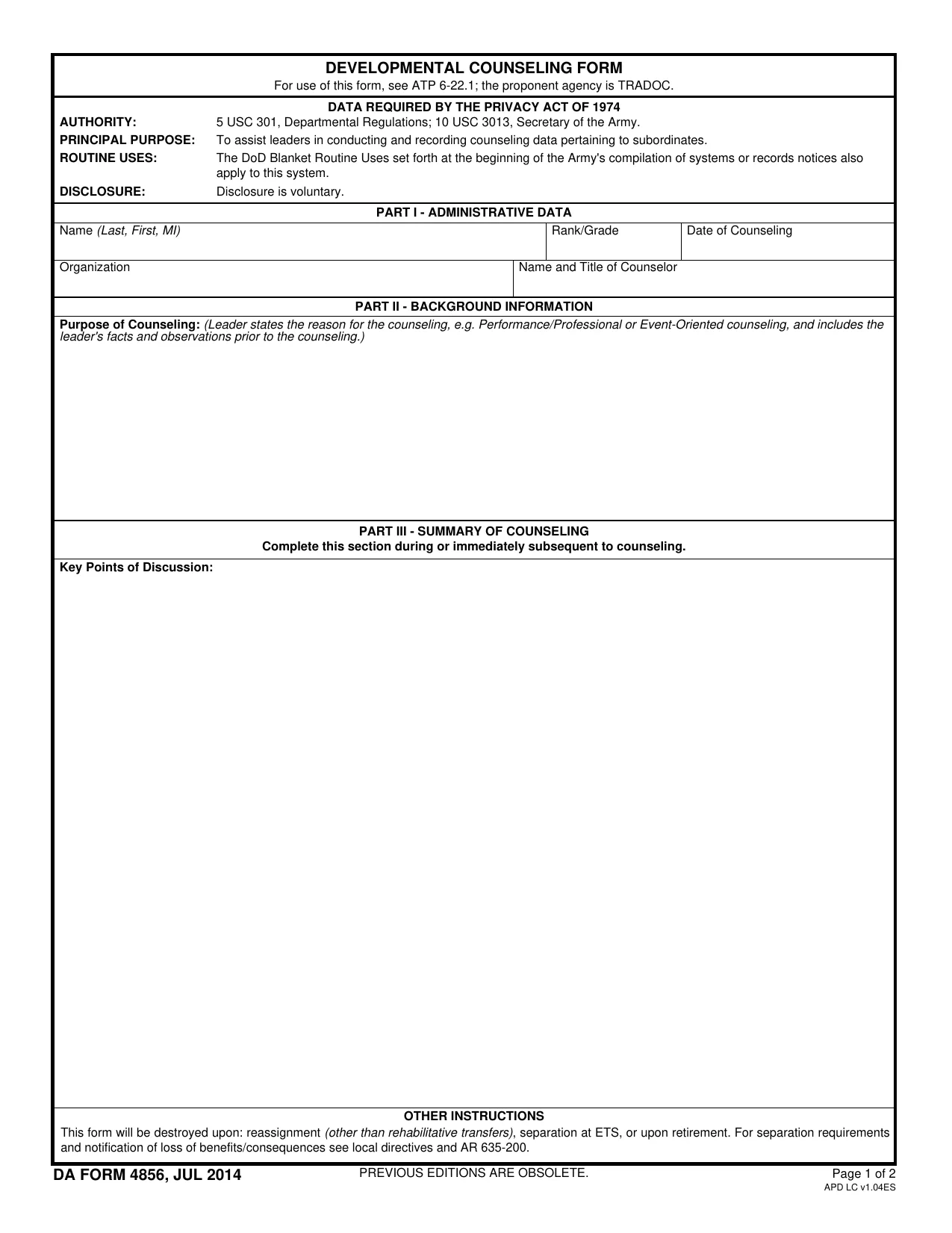 DA Form 4856 - Fill, Sign Online, Download & Print - No Signup