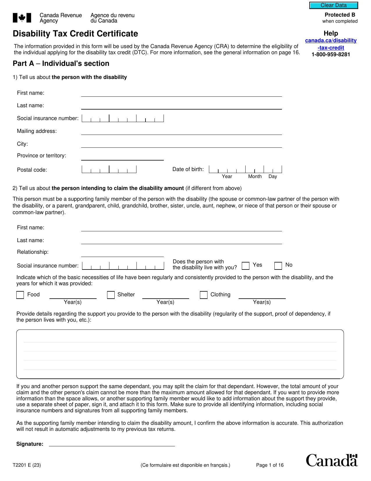 Disability Tax Credit Application - Fill, Download & Print