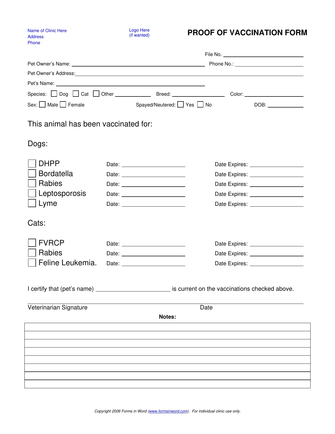 Dog Vaccination Record - Fill, Edit, Download & Print
