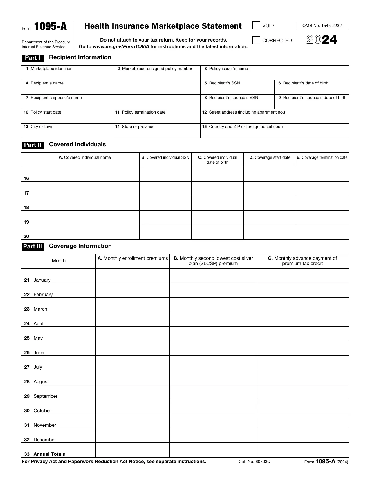 Form 1095-A - Fill, Sign Online, Download & Print - No Signup