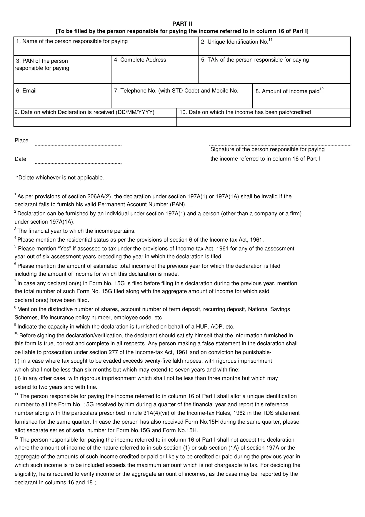 Form 15G - Fill, Sign Online, Download & Print - No Signup
