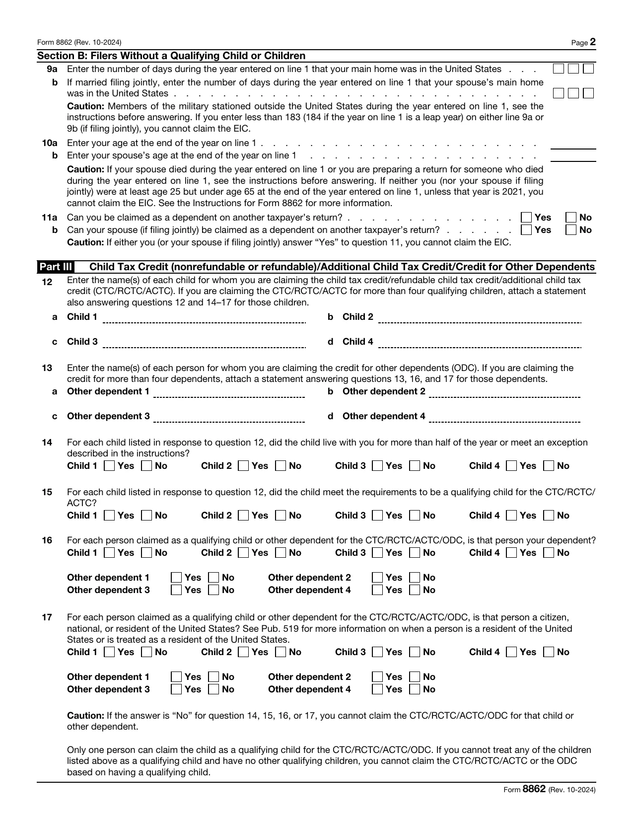 Form 8862 - Fill, Edit, Download & Print