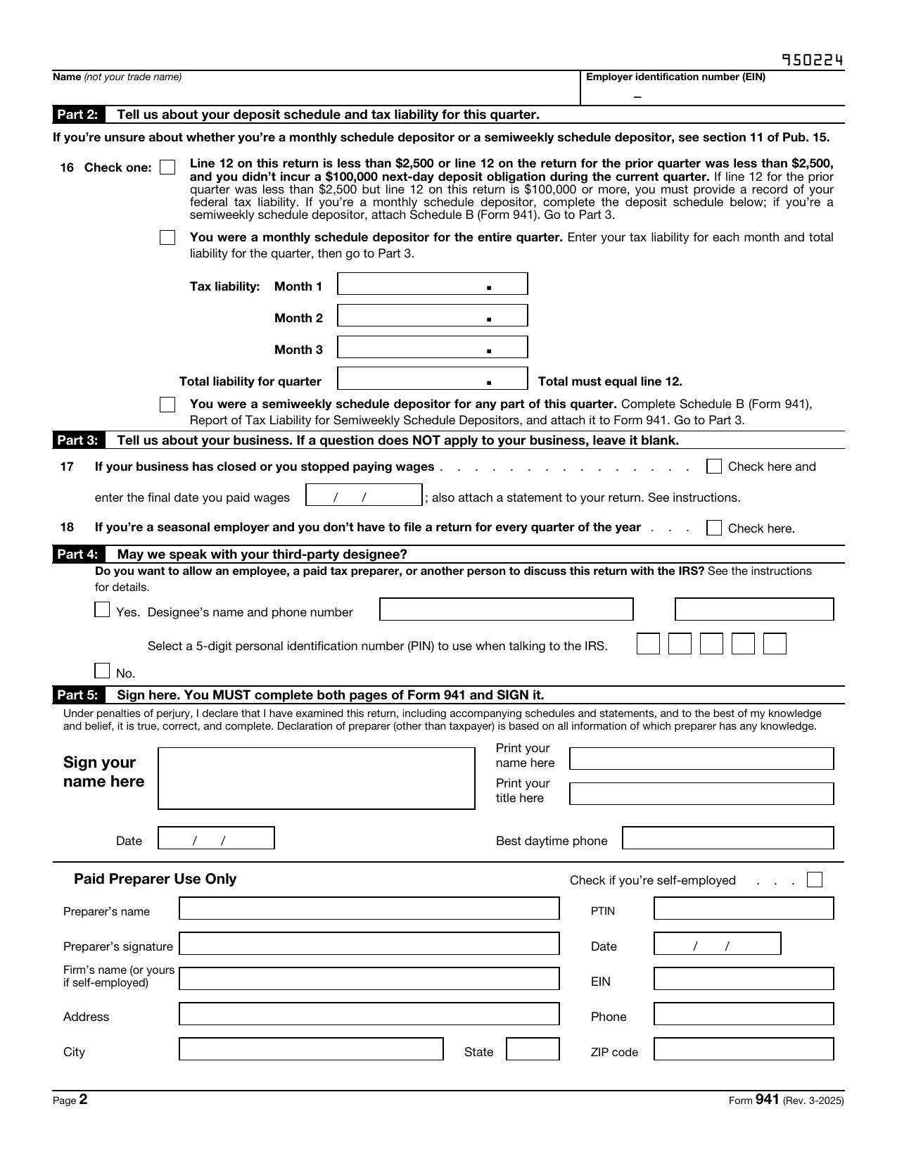 Form 941 for 2025 - Fill, Sign Online, Download & Print - No Signup
