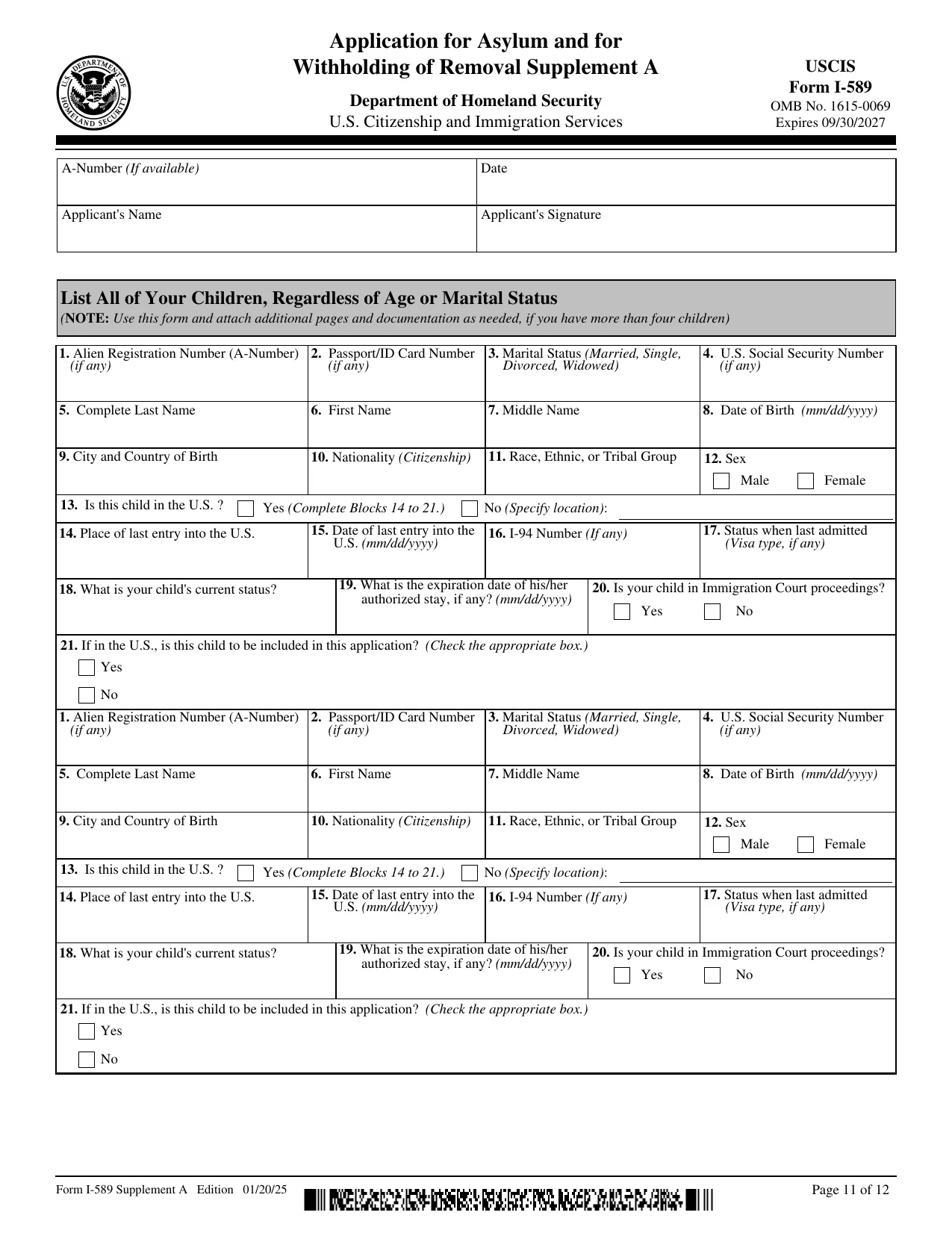 Form I-589 - Fill, Edit, Download & Print