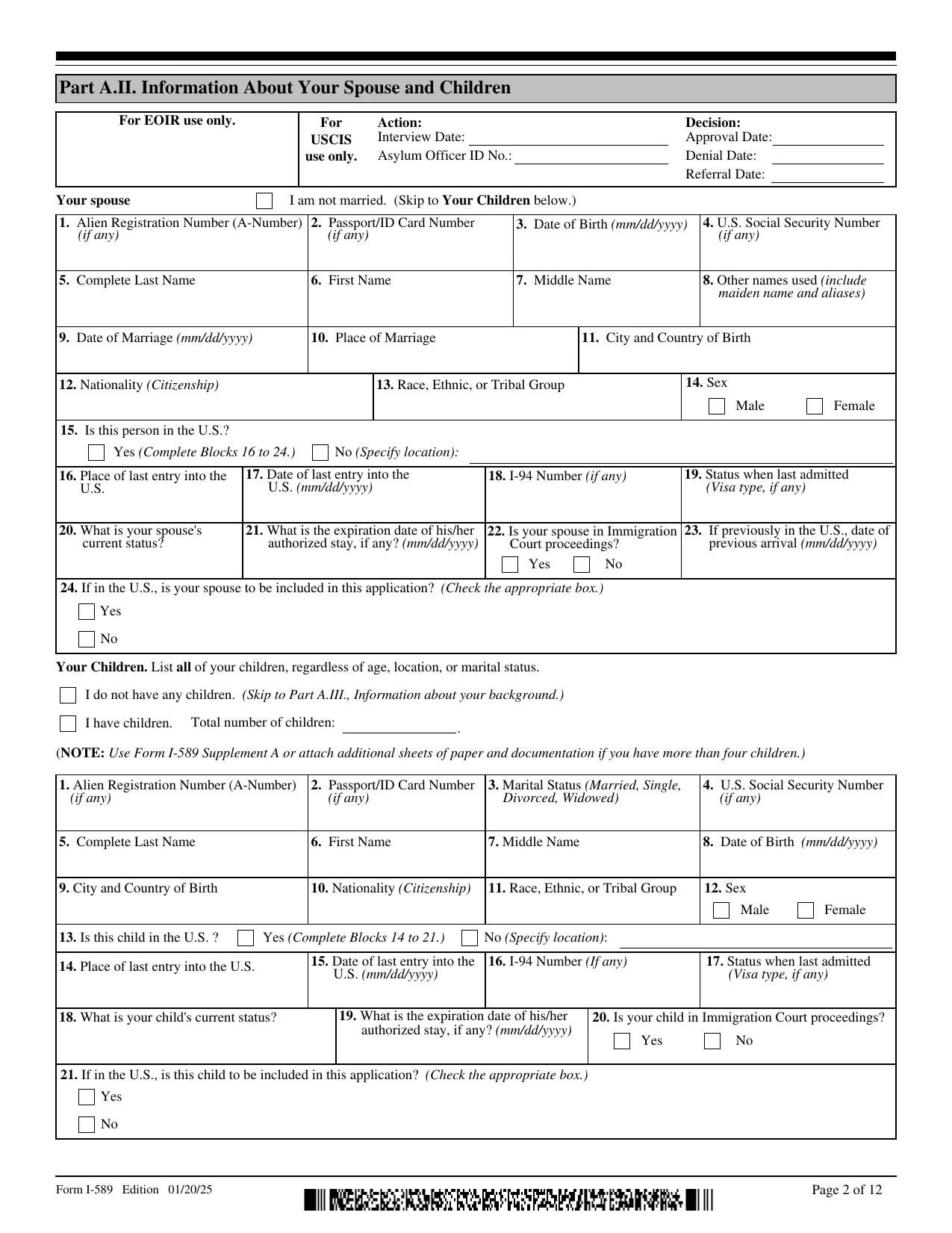 Form I-589 - Fill, Edit, Download & Print