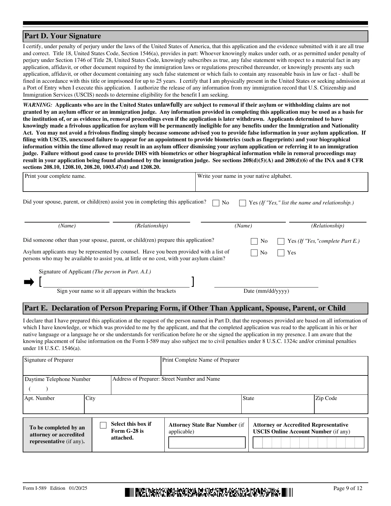Form I-589 - Fill, Edit, Download & Print