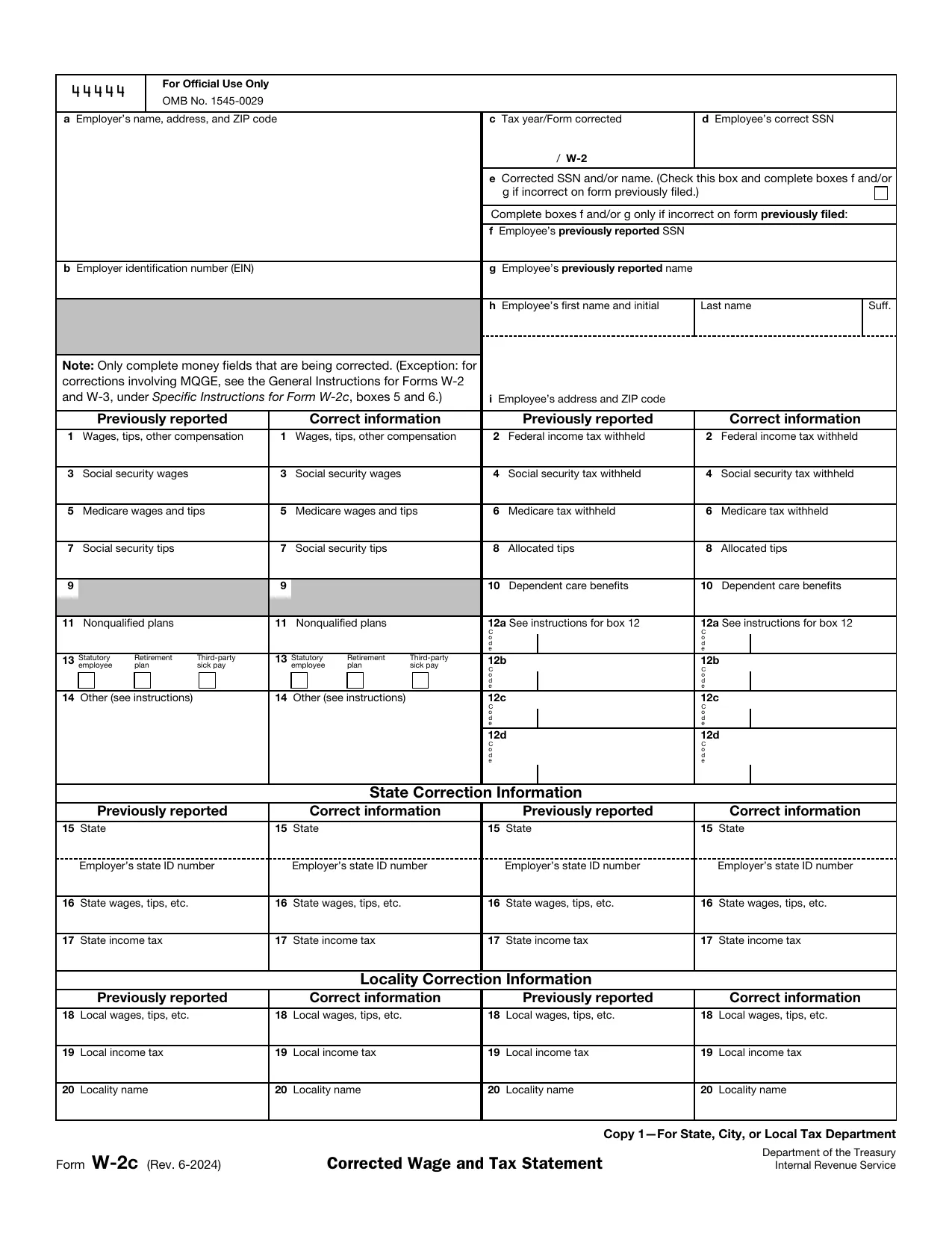 Form W-2c - Fill, Edit, Download & Print