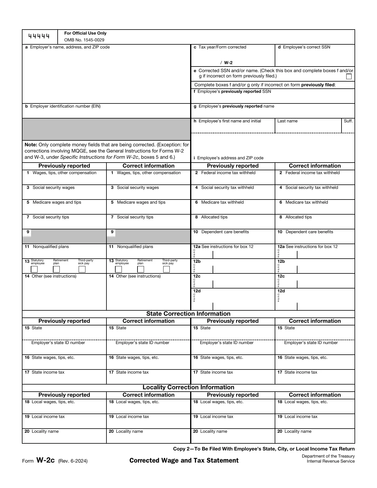 Form W-2c - Fill, Edit, Download & Print