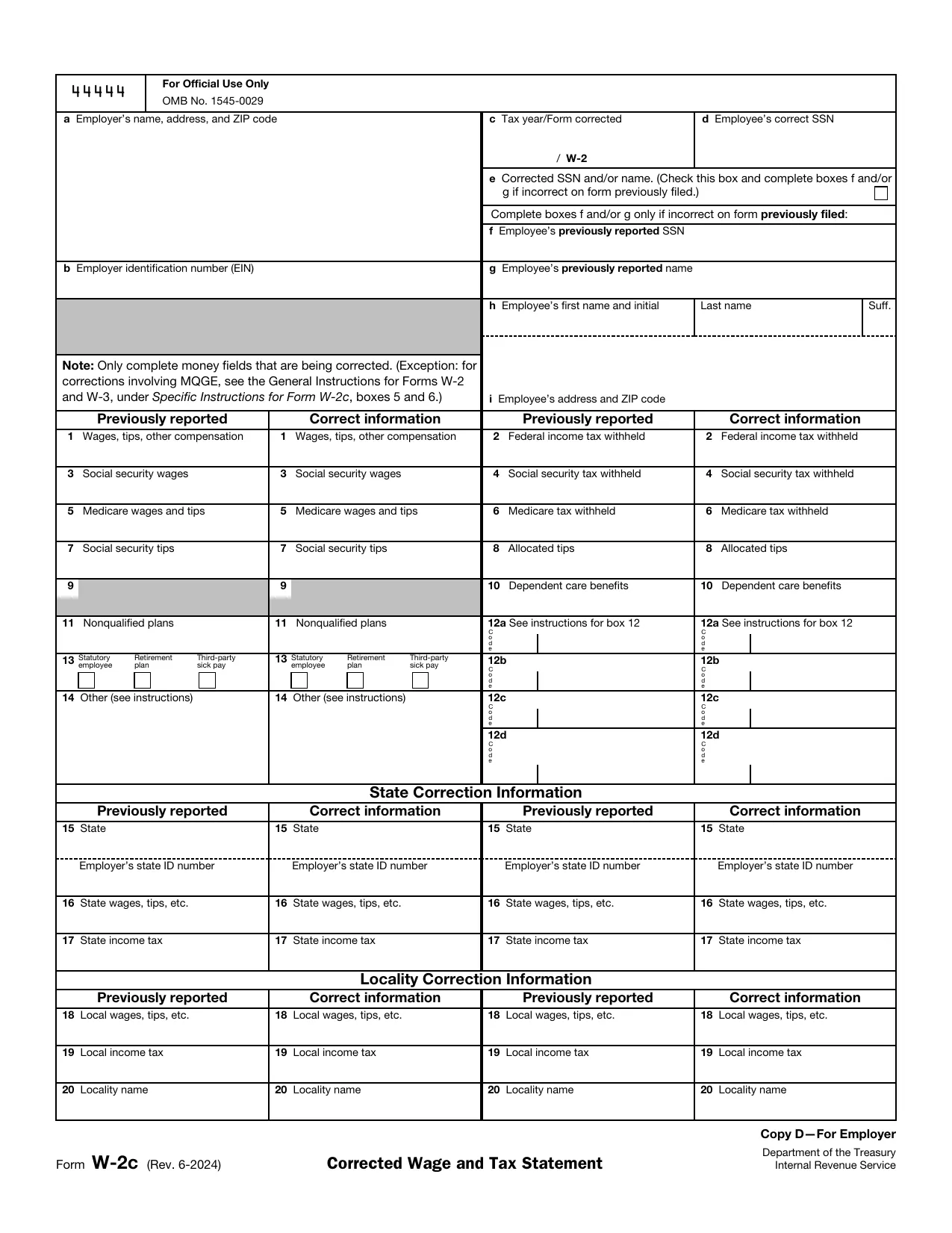 Form W-2c - Fill, Edit, Download & Print