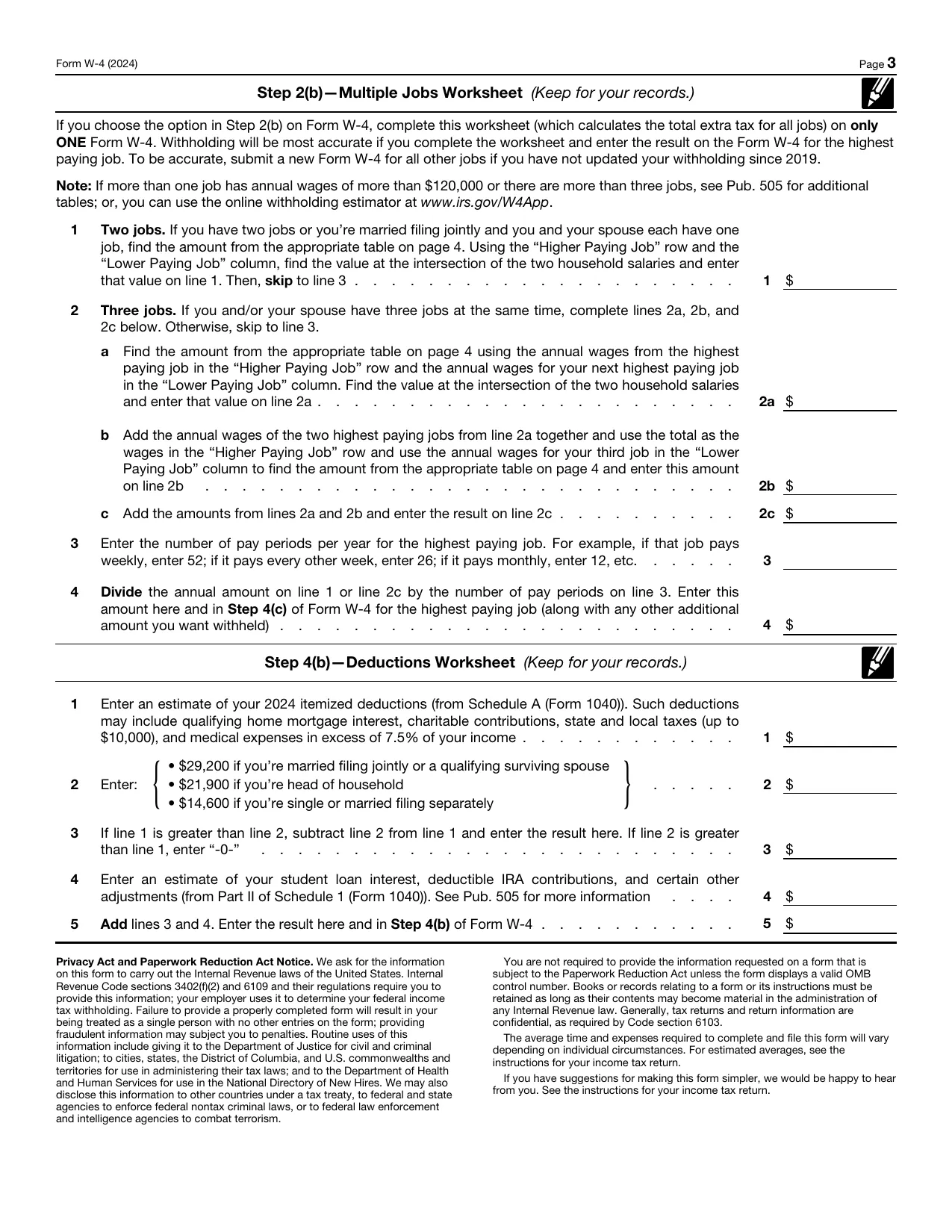 Form W-4 2024 - Fill, Download & Print