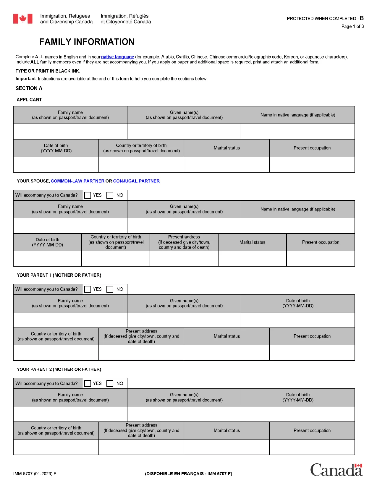 IMM 5707 Family Information Form - Fill, Edit Online, Download & Print - No Signup