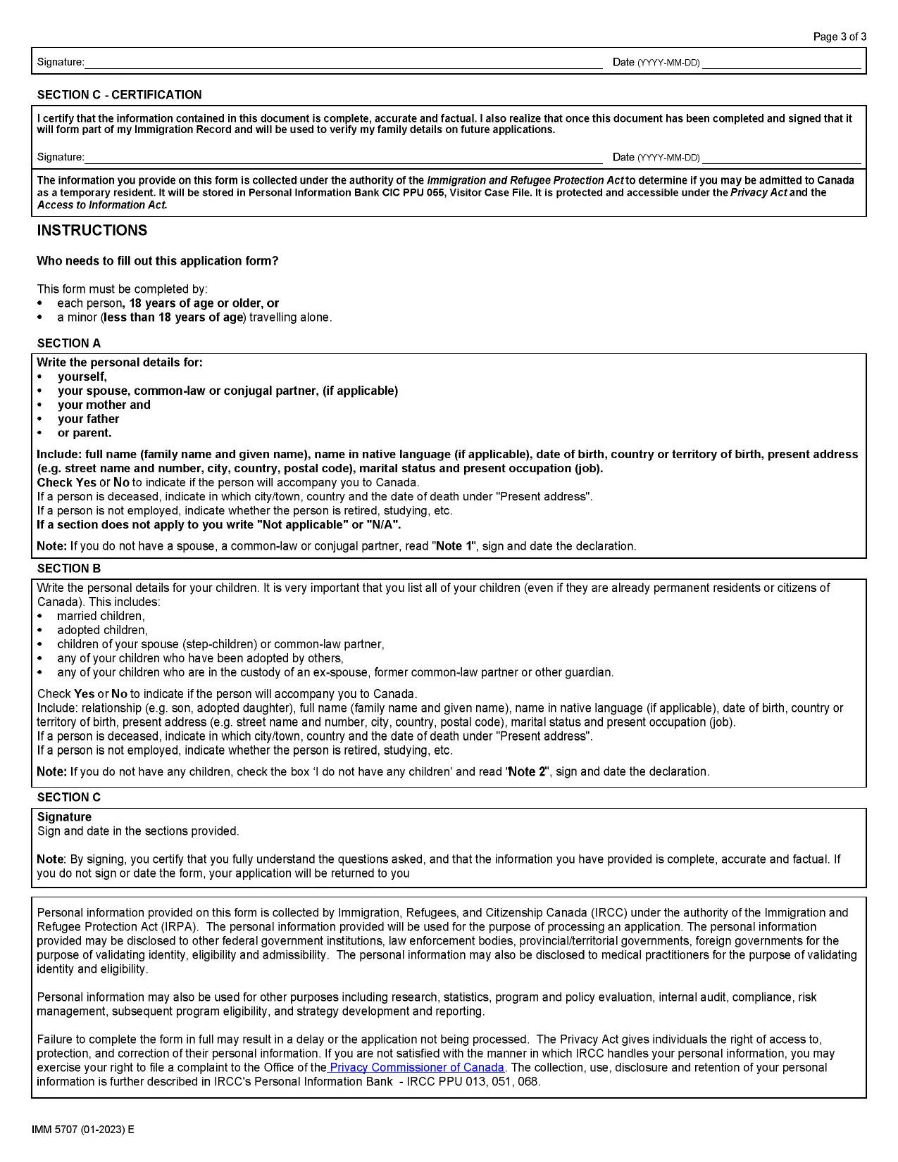 IMM 5707 Family Information Form - Fill, Edit Online, Download & Print - No Signup
