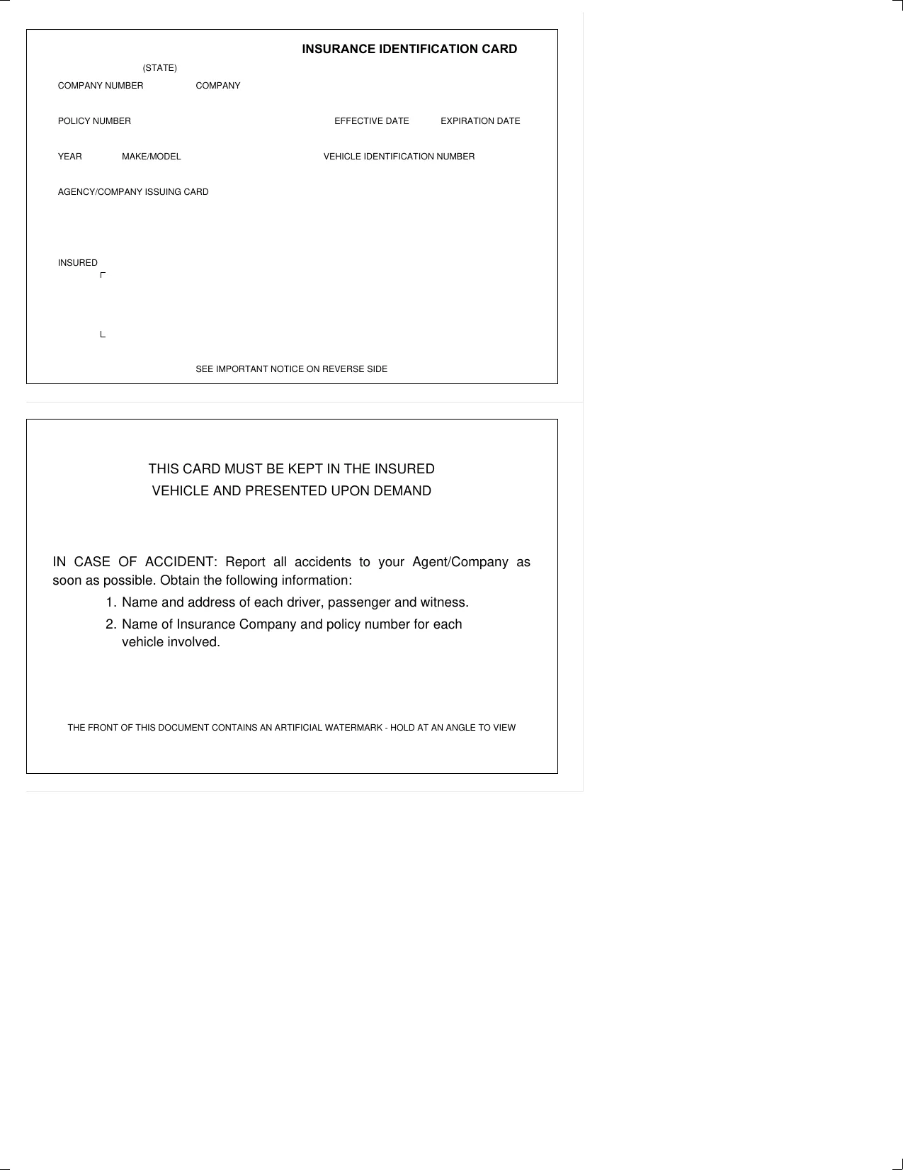 Insurance ID Card Template - Fill, Edit Online, Download & Print - No Signup