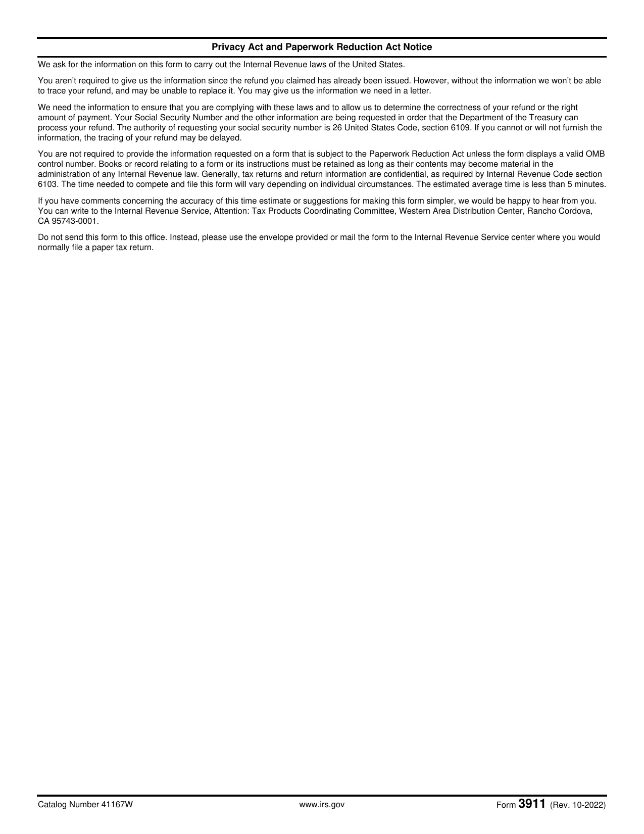 IRS Form 3911 - Fill, Download & Print