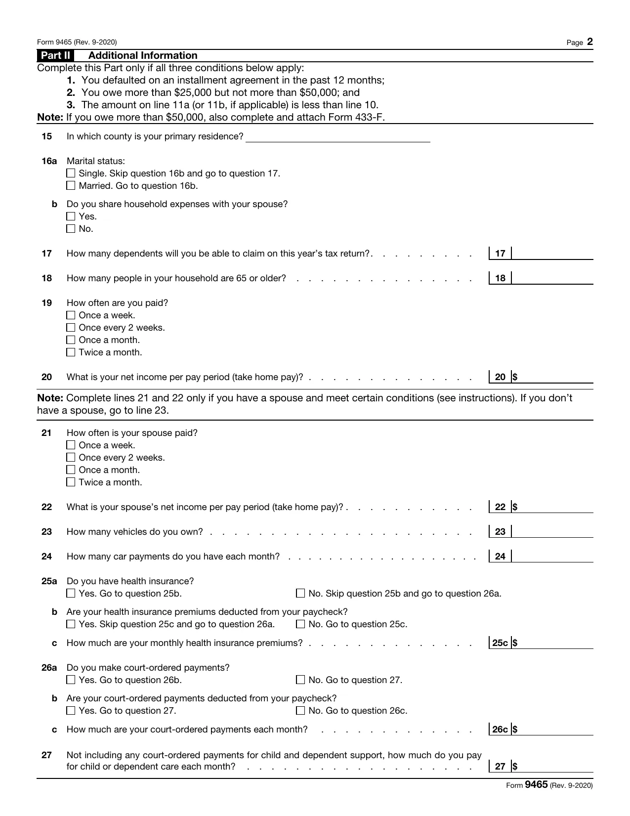 IRS Form 9465 - Fill, Edit, Download & Print