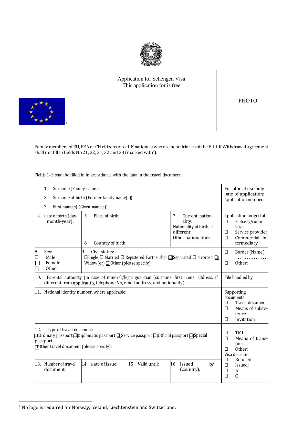 Italy Visa Application Form - Fill, Sign Online, Download & Print - No Signup