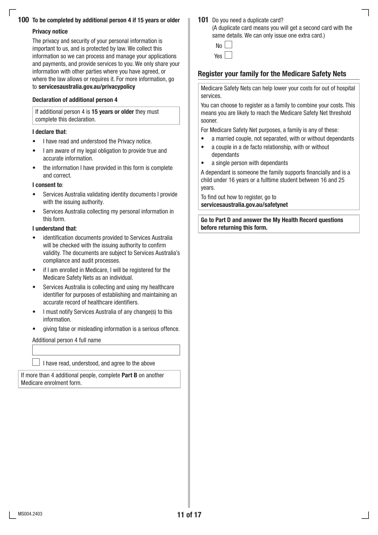 Medicare Enrolment Form (MS004) - Fill, Download & Print